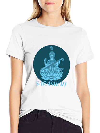 Saraswati Graphic Tee - Black Cotton T-Shirt