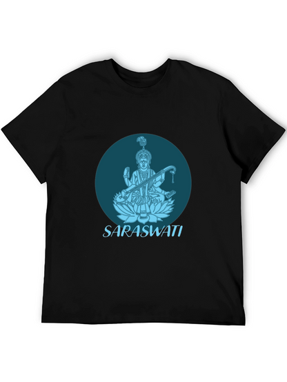 Saraswati Graphic Tee - Black Cotton T-Shirt