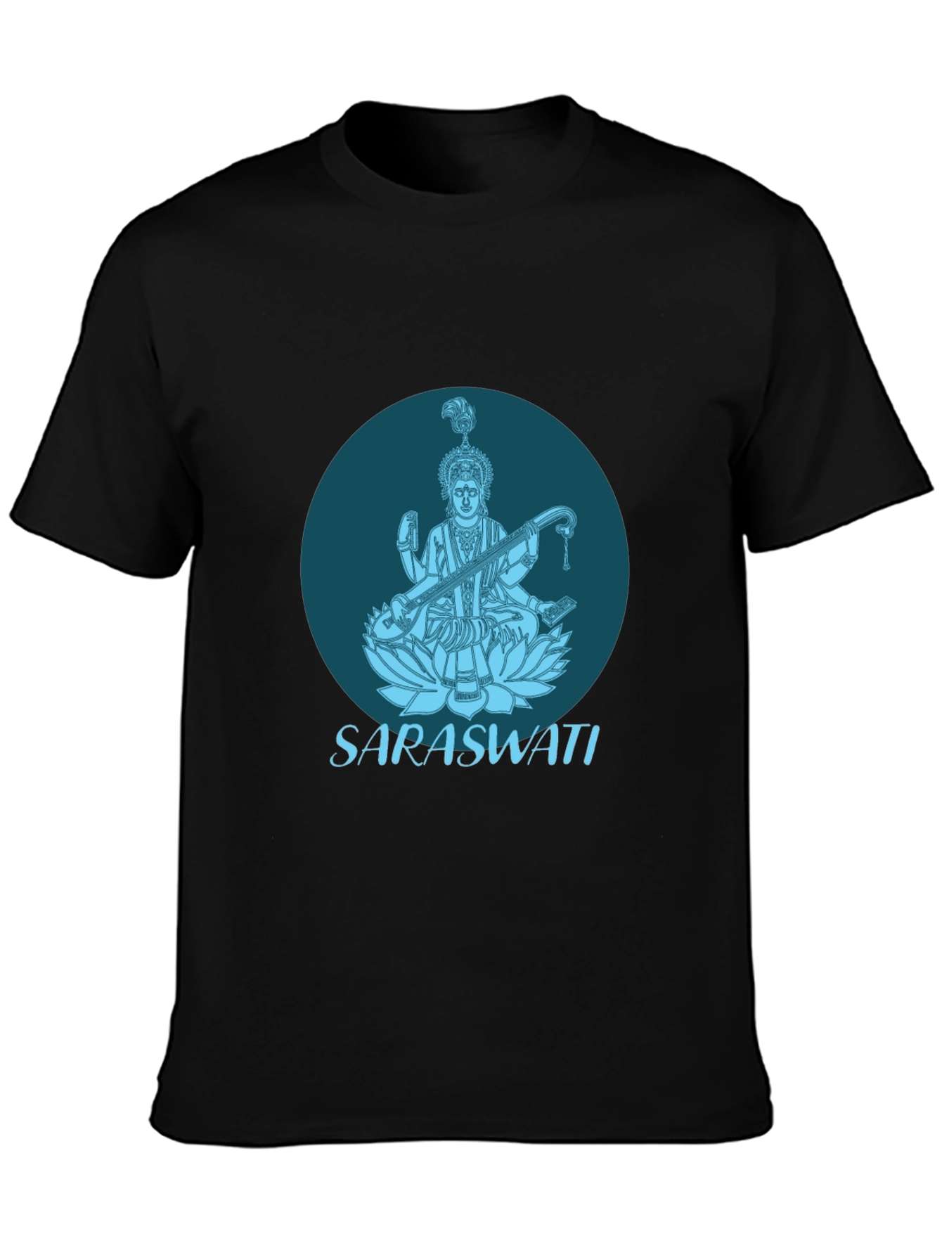 Saraswati Graphic Tee - Black Cotton T-Shirt