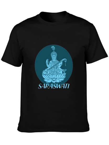 Saraswati Graphic Tee - Black Cotton T-Shirt
