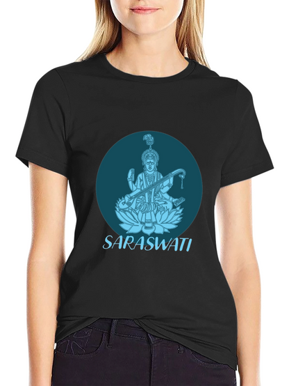 Saraswati Graphic Tee - Black Cotton T-Shirt