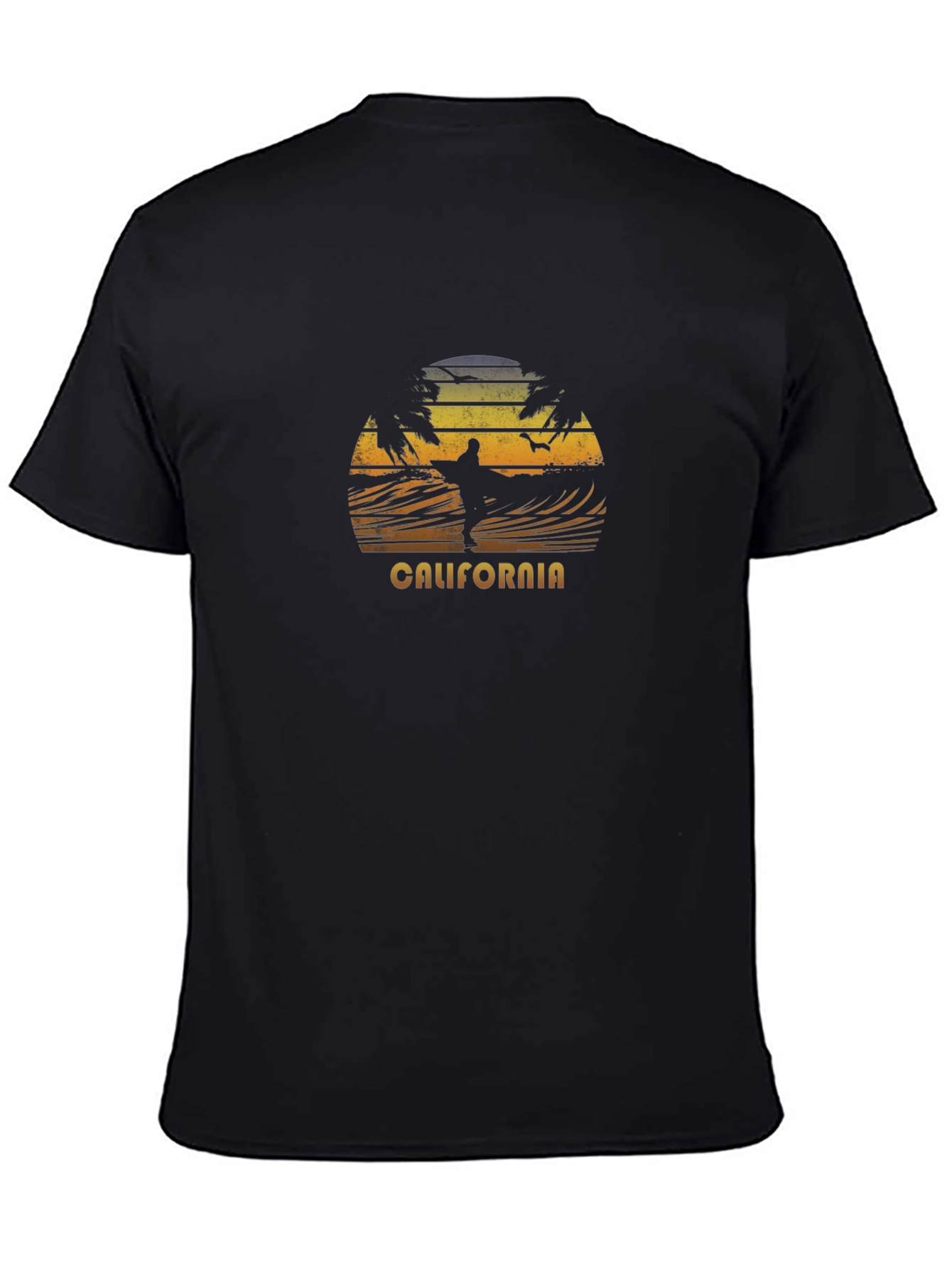 California Surfing Sunset T-Shirt - Black