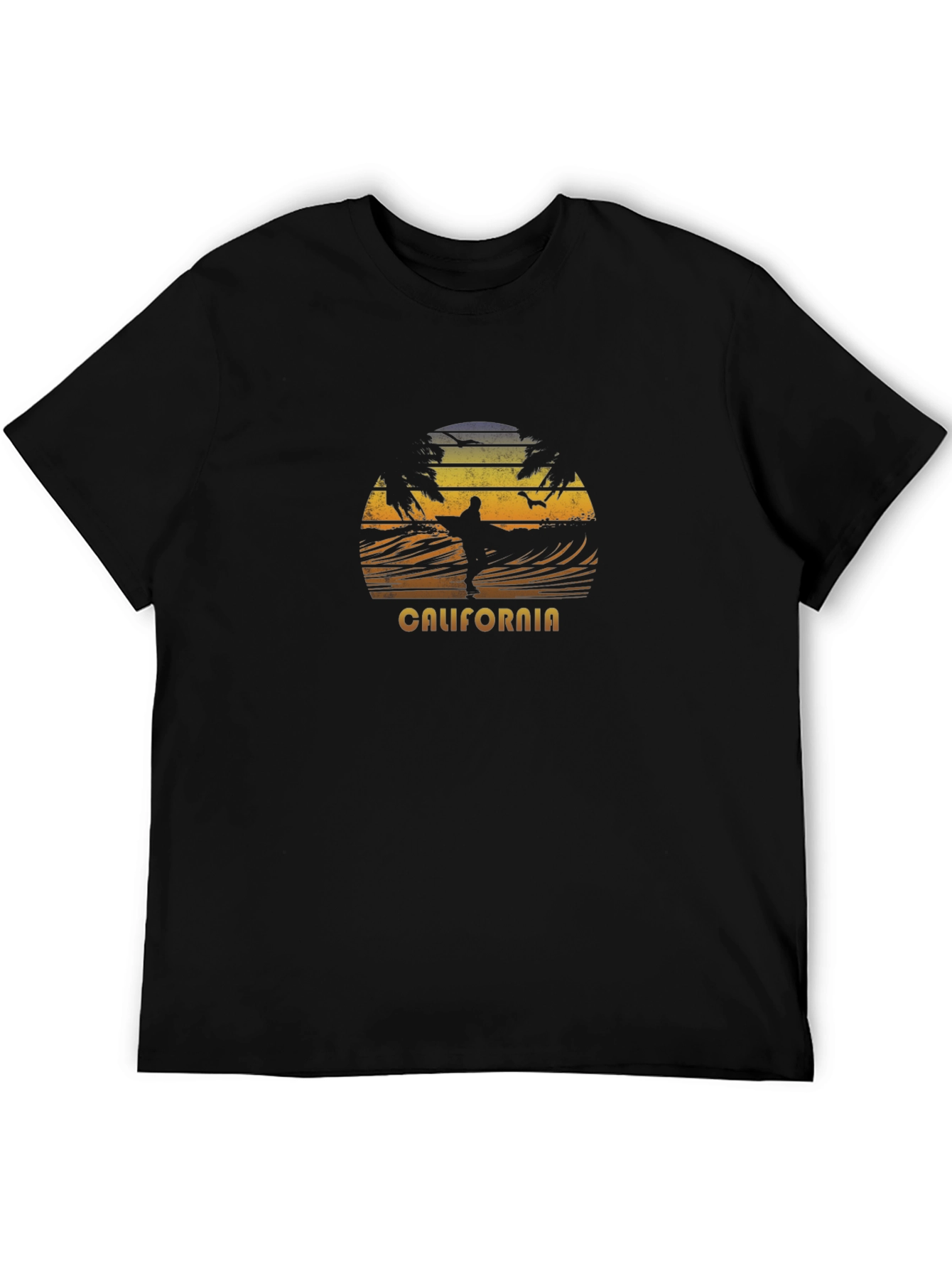 California Surfing Sunset T-Shirt - Black