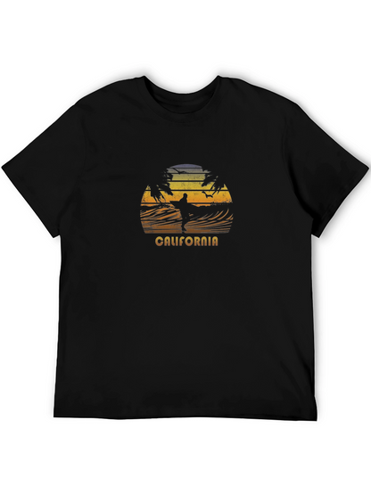 California Surfing Sunset T-Shirt - Black