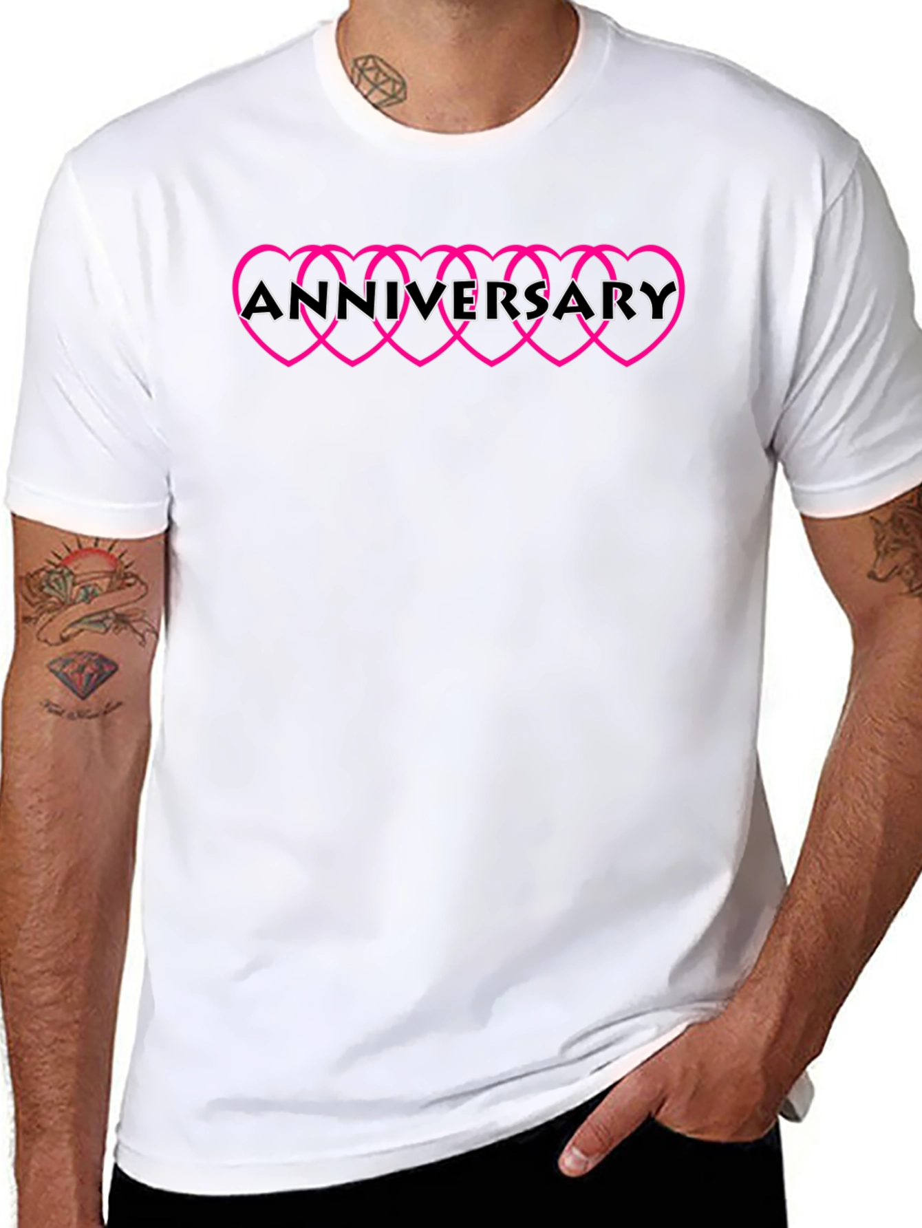 Anniversary Hearts Black T-Shirt