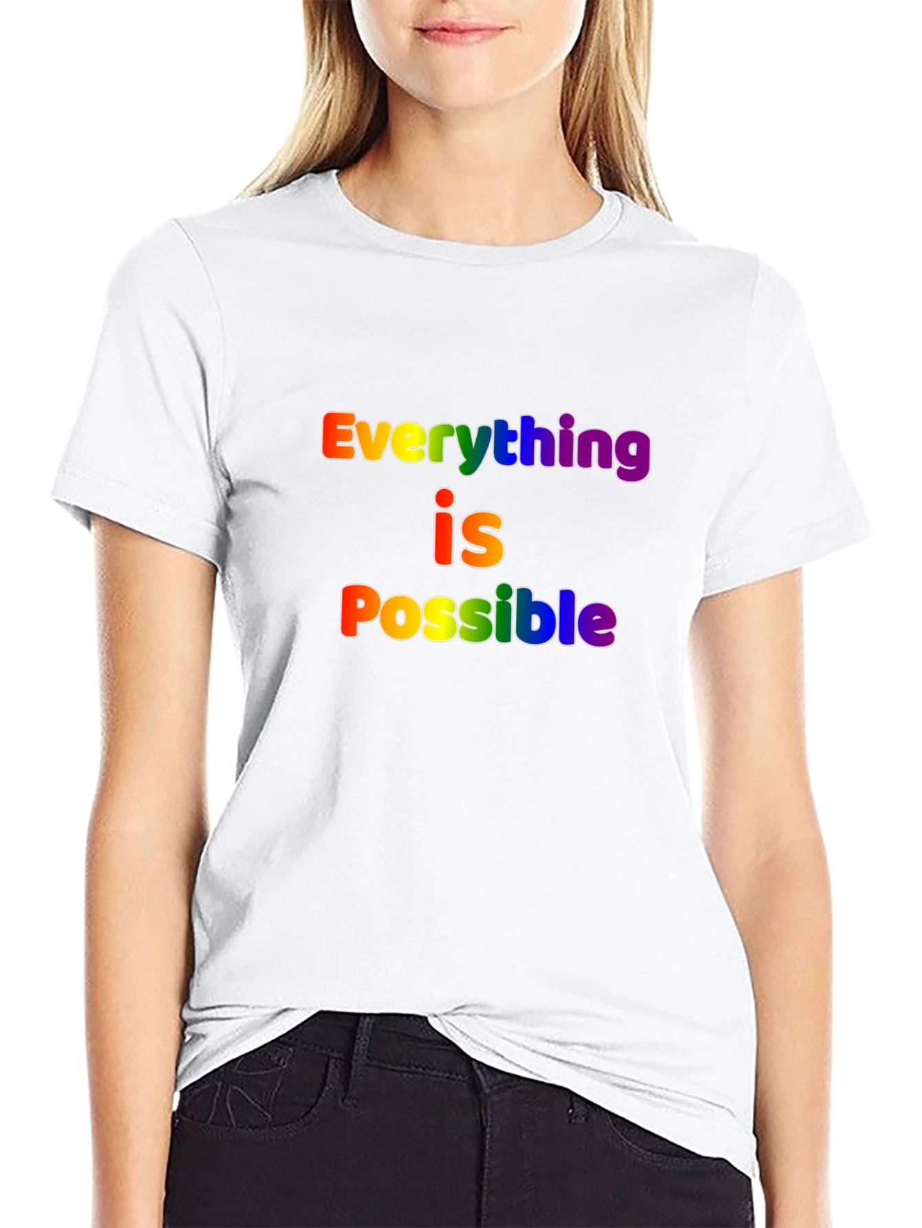 Rainbow Everything is Possible Black T-Shirt