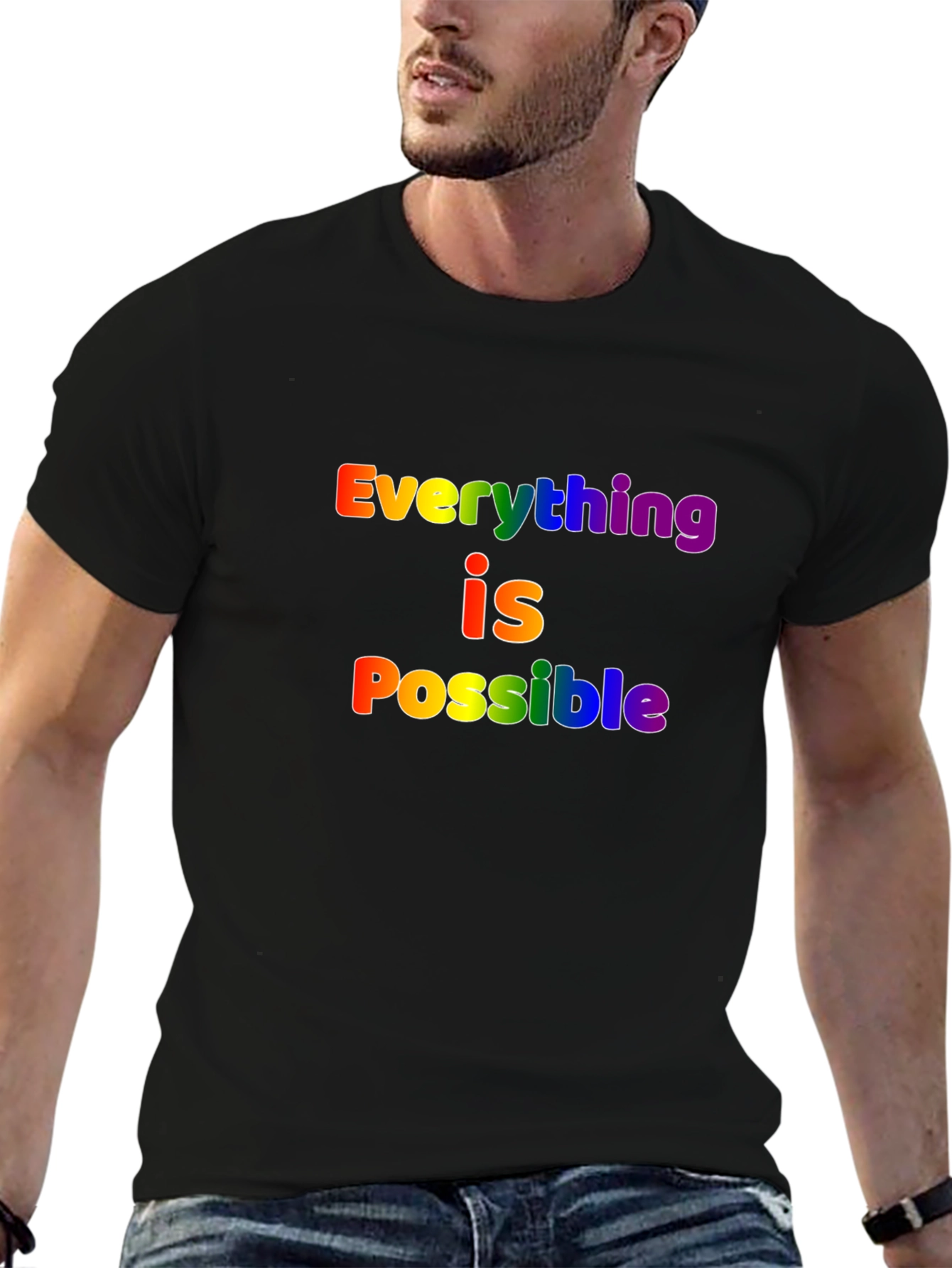 Rainbow Everything is Possible Black T-Shirt