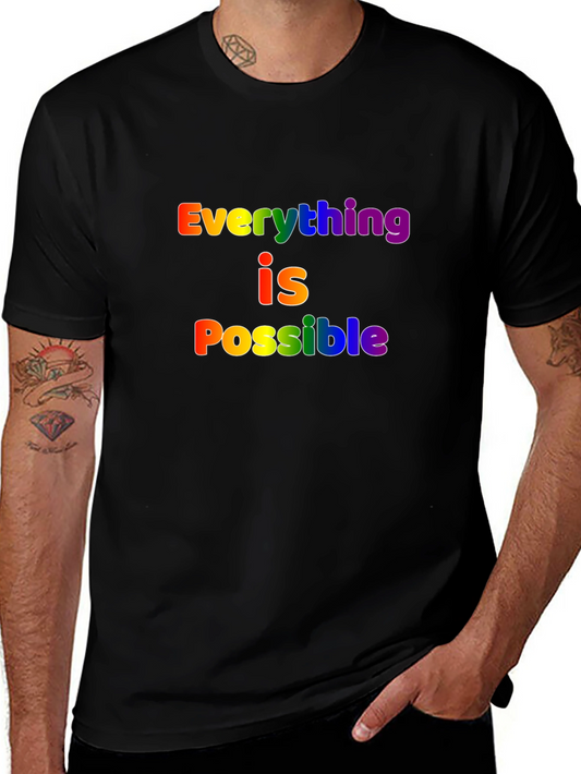Rainbow Everything is Possible Black T-Shirt