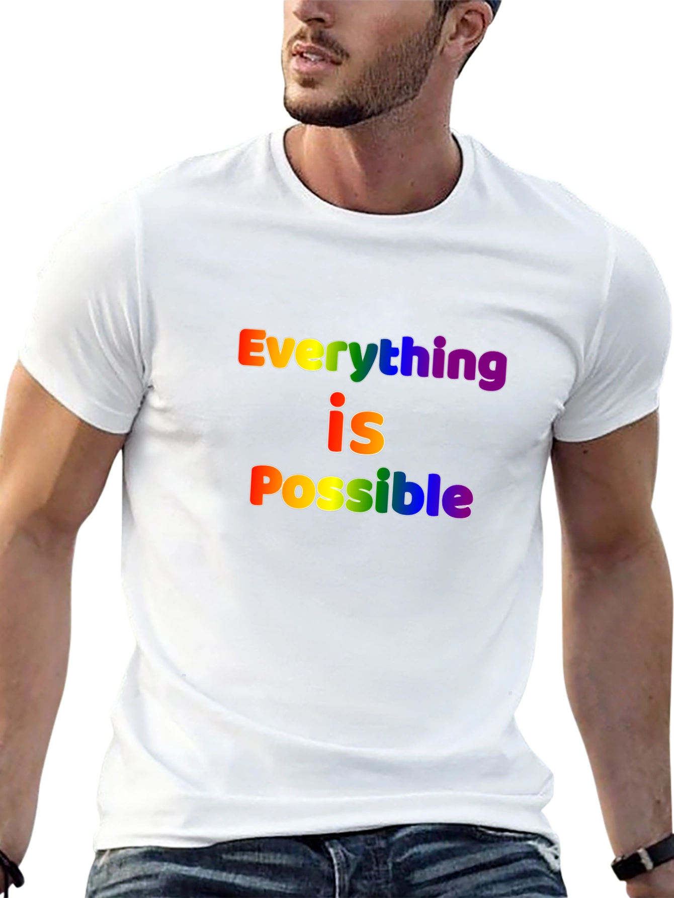 Rainbow Everything is Possible Black T-Shirt