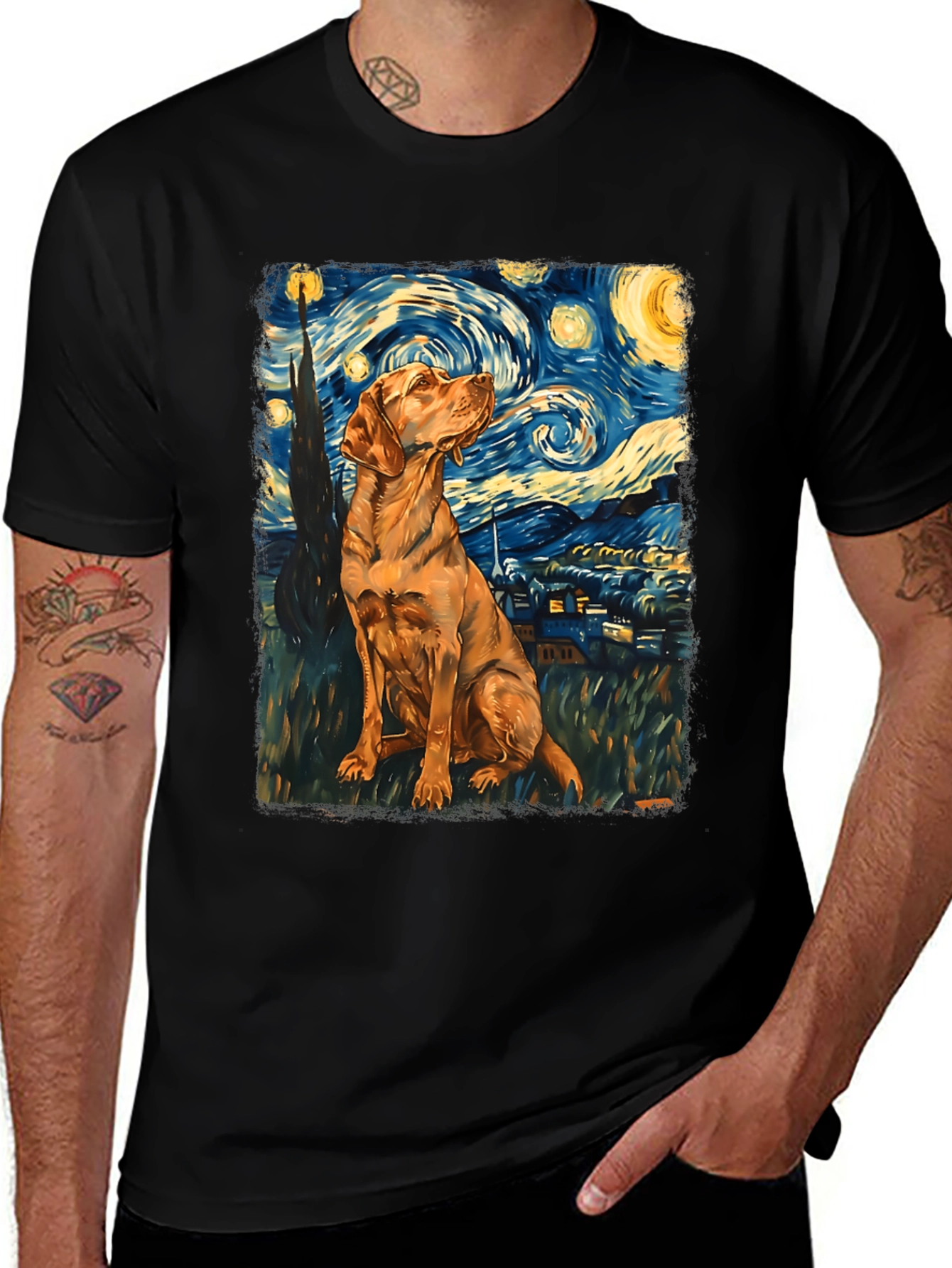 Starry Dog T-Shirt - Artistic Canine Design