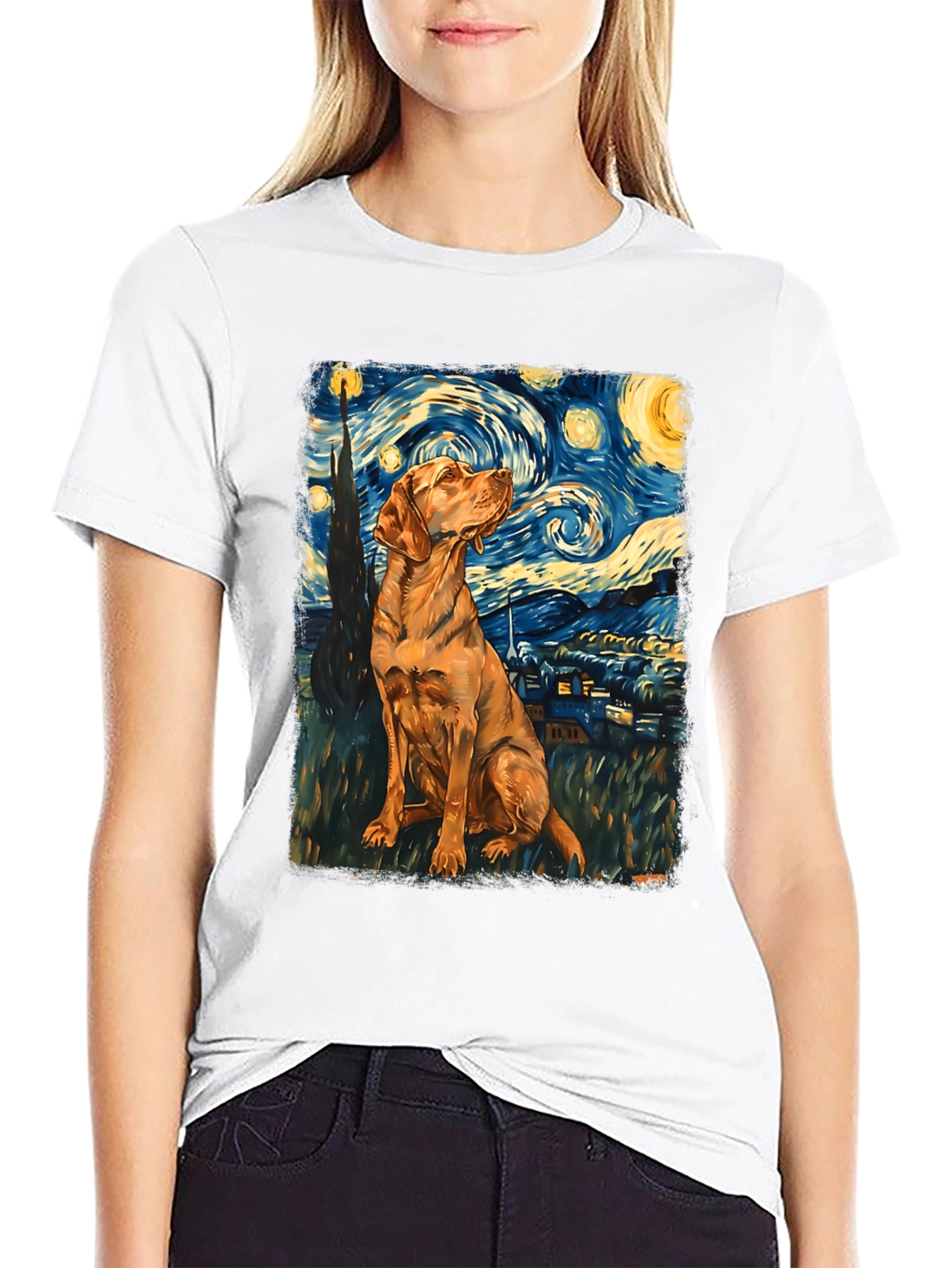 Starry Dog T-Shirt - Artistic Canine Design