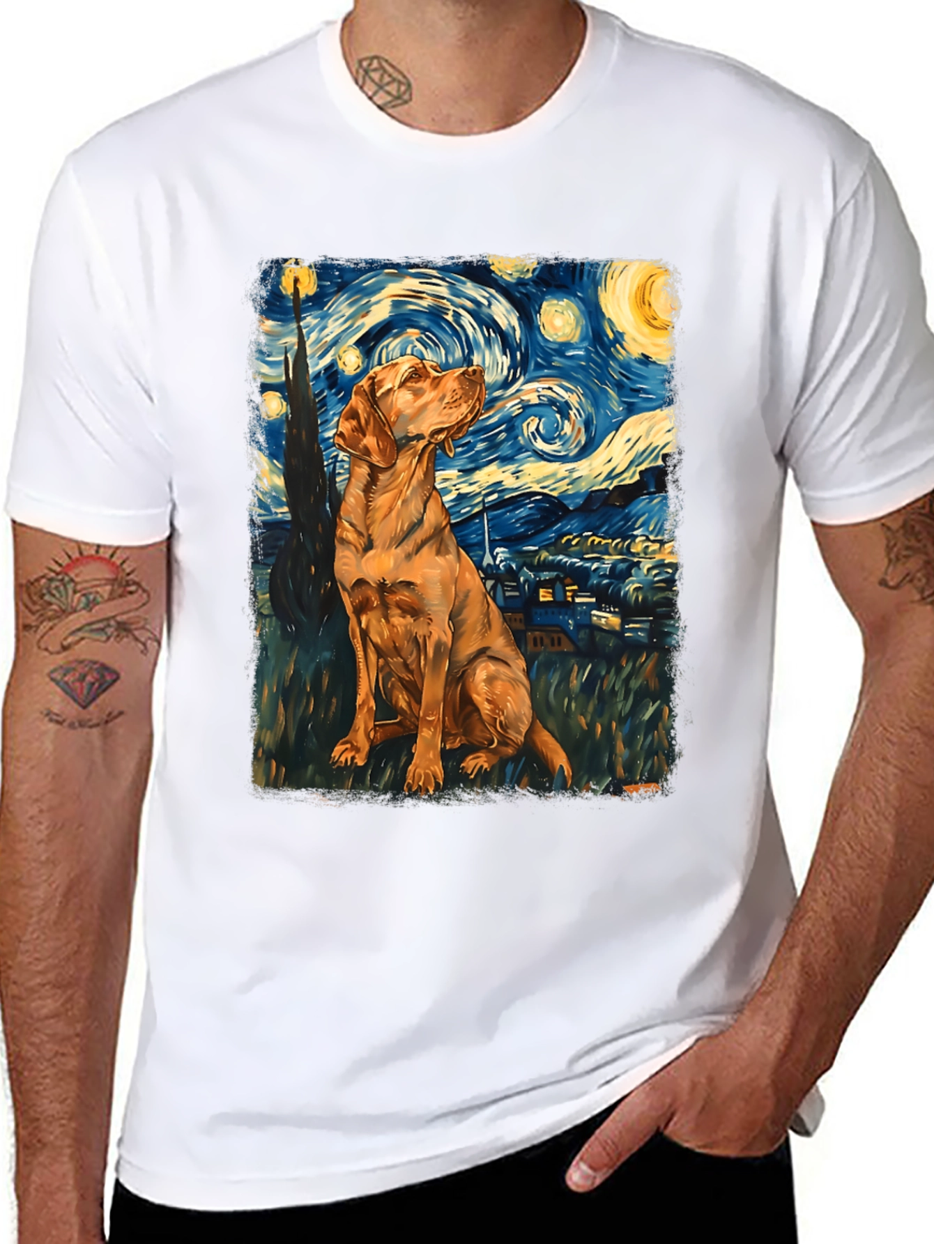 Starry Dog T-Shirt - Artistic Canine Design