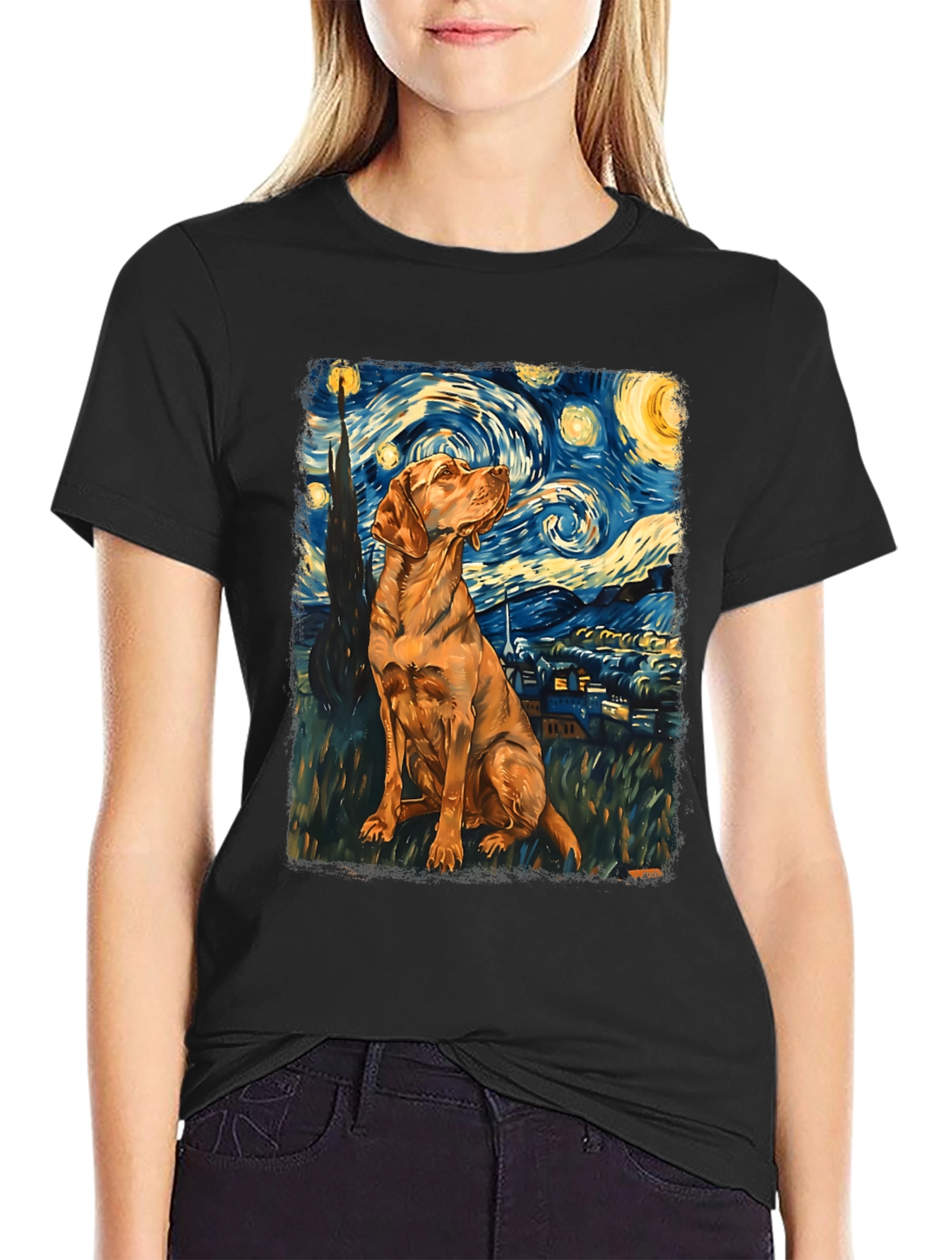 Starry Dog T-Shirt - Artistic Canine Design