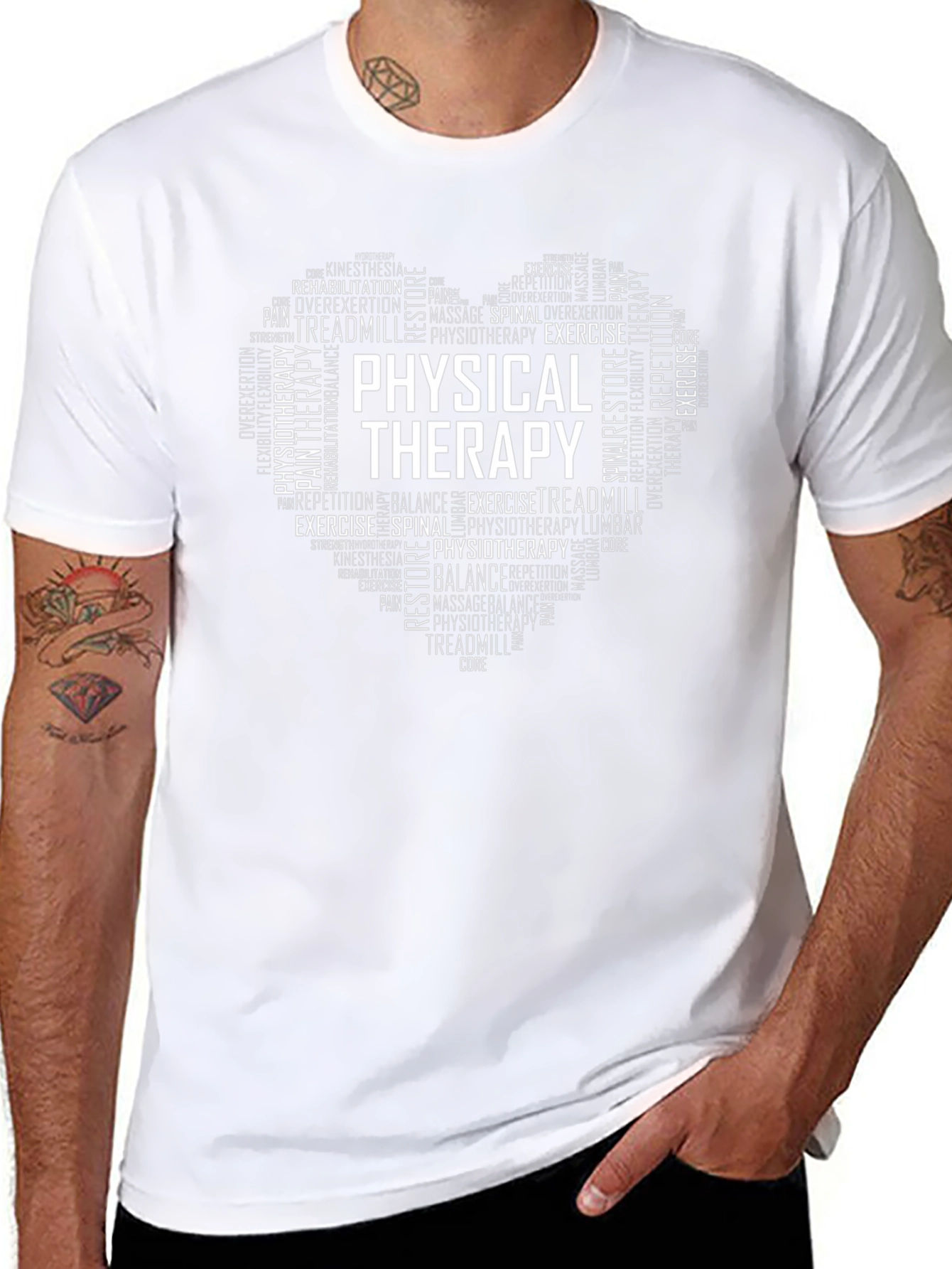 Physical Therapy Heart Word Art Graphic T-Shirt