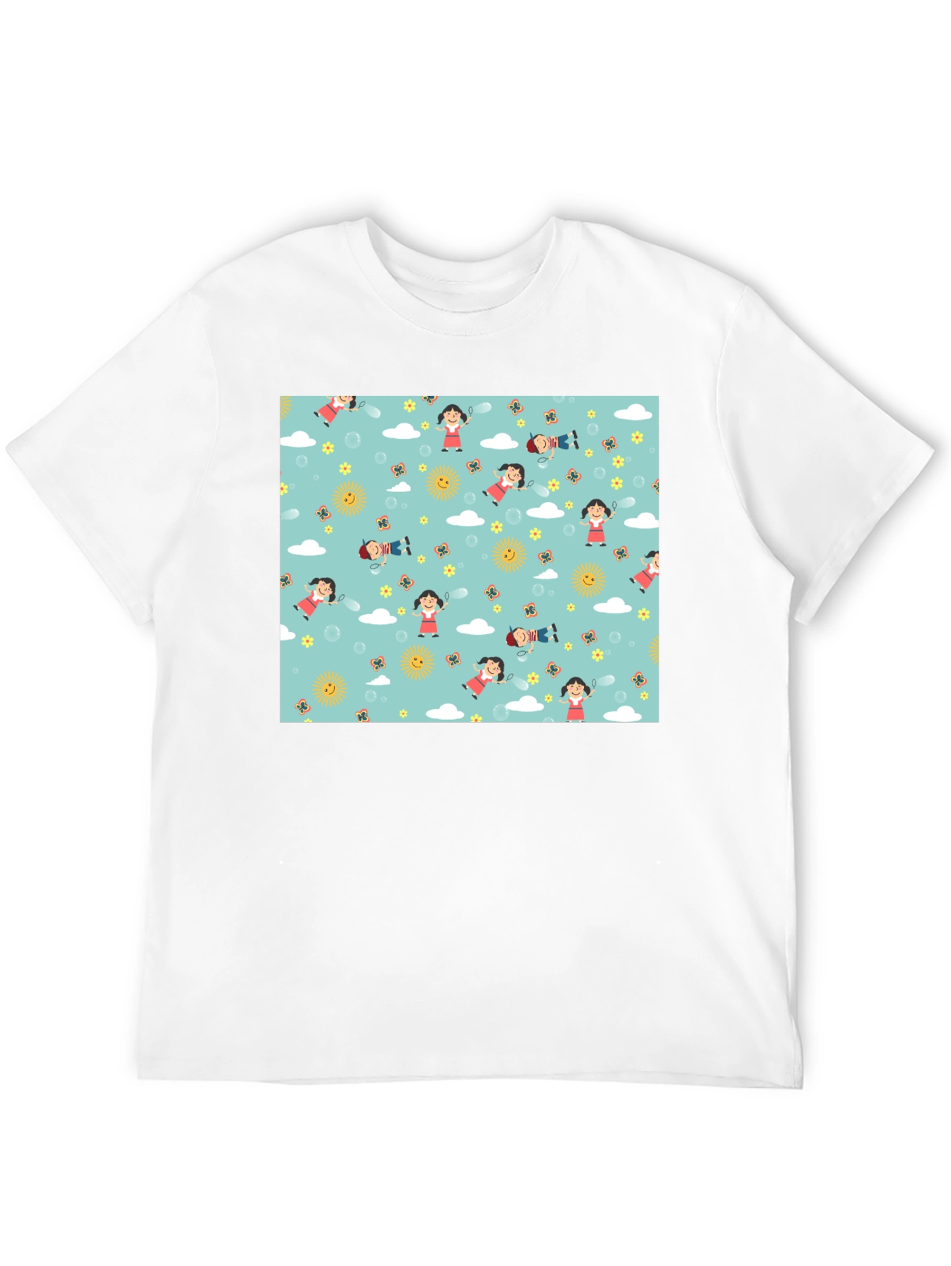 Cartoon Print Black Cotton Tee