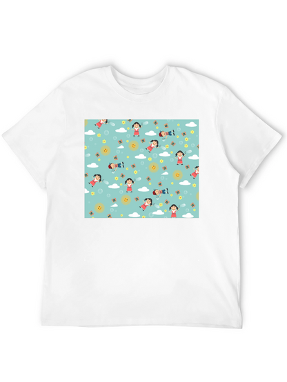 Cartoon Print Black Cotton Tee