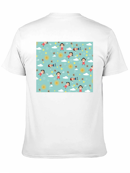 Cartoon Print Black Cotton Tee