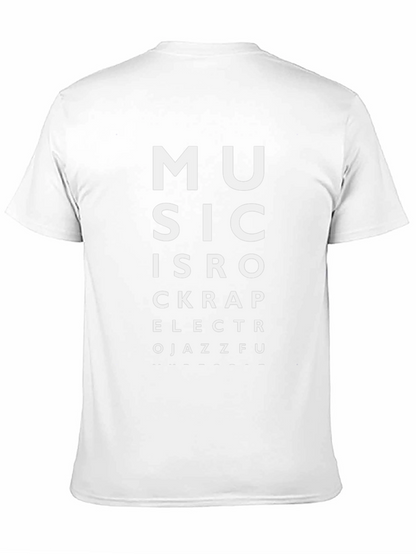 Music Genre Eye Chart Black T-Shirt