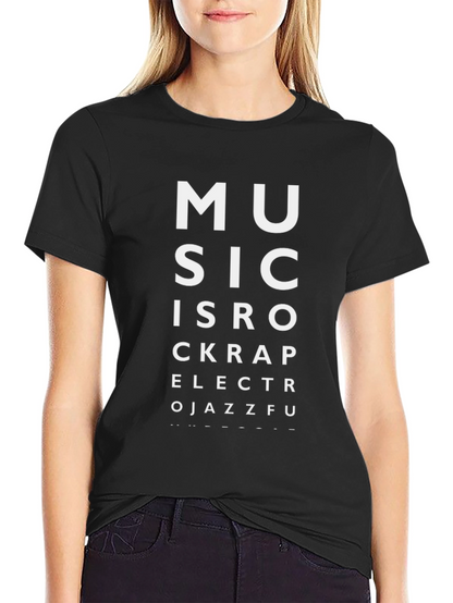 Music Genre Eye Chart Black T-Shirt