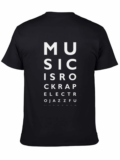 Music Genre Eye Chart Black T-Shirt