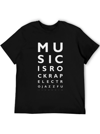 Music Genre Eye Chart Black T-Shirt