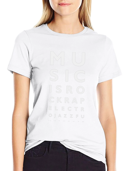 Music Genre Eye Chart Black T-Shirt