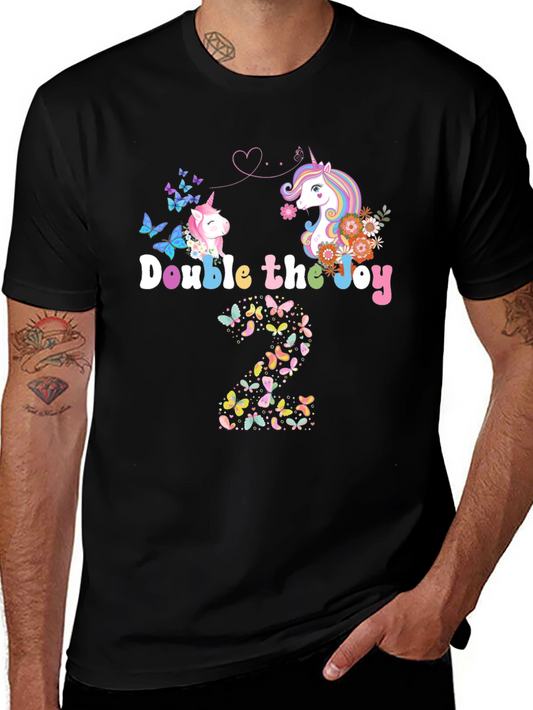 Double the Joy Unicorn 2nd Birthday T-Shirt