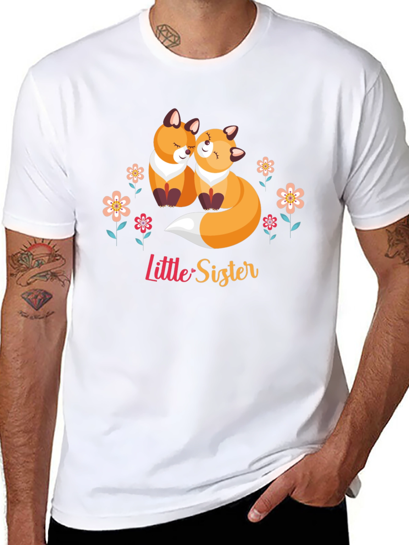 Cute Fox Little Sister Graphic Tee