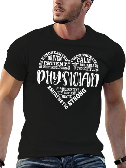 Physician Heart Graphic Black T-Shirt