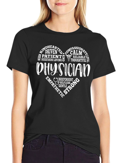 Physician Heart Graphic Black T-Shirt