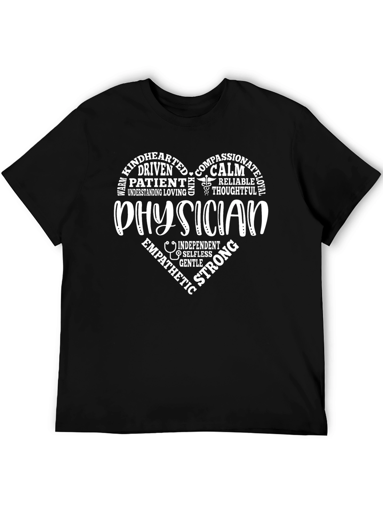 Physician Heart Graphic Black T-Shirt