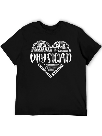 Physician Heart Graphic Black T-Shirt