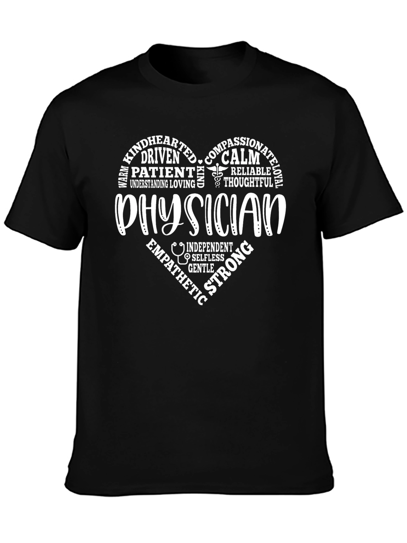 Physician Heart Graphic Black T-Shirt