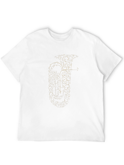Elegant Tuba Design Black T-Shirt