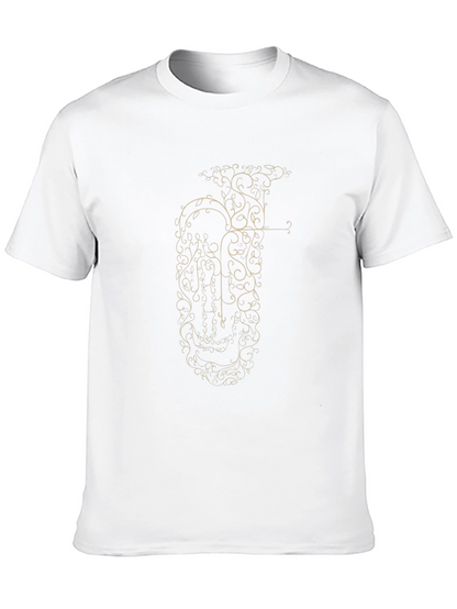 Elegant Tuba Design Black T-Shirt