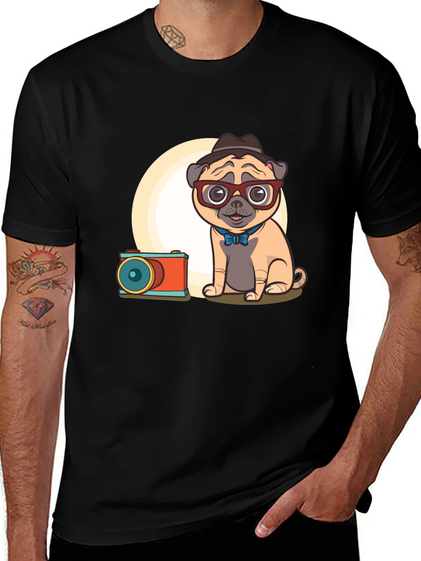 Pug Photographer Graphic T-Shirt - Unisex Cute Design