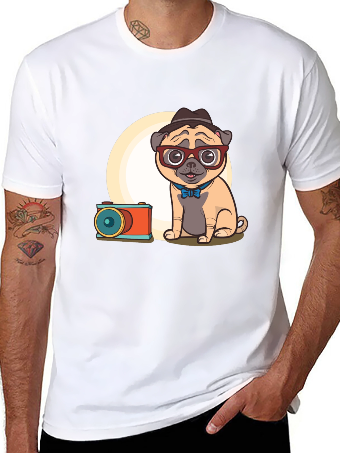 Pug Photographer Graphic T-Shirt - Unisex Cute Design