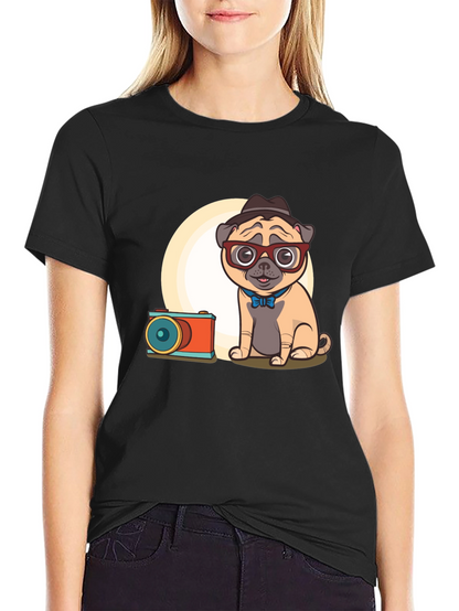 Pug Photographer Graphic T-Shirt - Unisex Cute Design