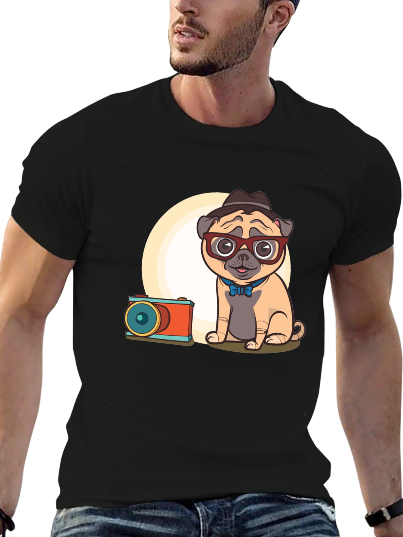 Pug Photographer Graphic T-Shirt - Unisex Cute Design