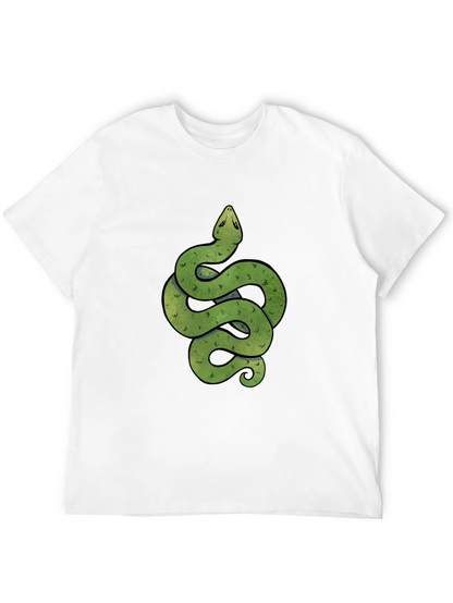 Green Snake Graphic Print Crew Neck T-Shirt