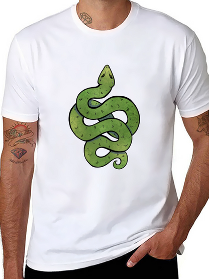 Green Snake Graphic Print Crew Neck T-Shirt