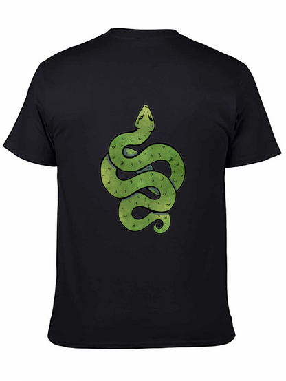 Green Snake Graphic Print Crew Neck T-Shirt