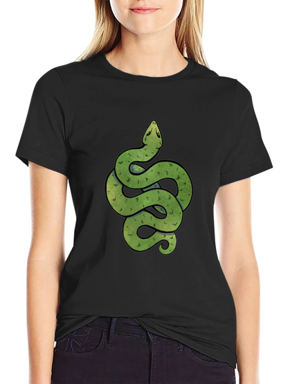 Green Snake Graphic Print Crew Neck T-Shirt