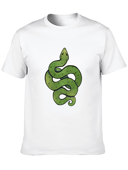 Green Snake Graphic Print Crew Neck T-Shirt