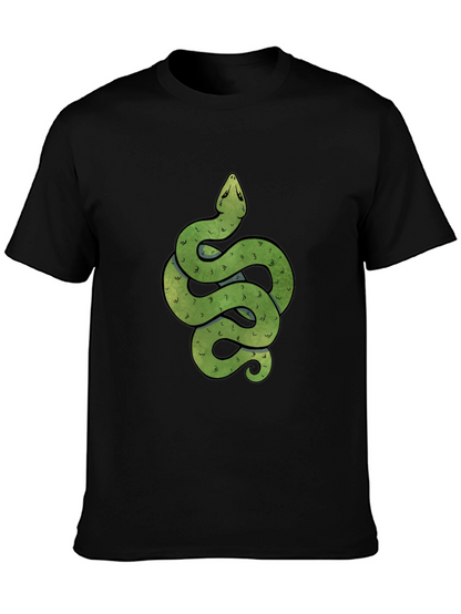 Green Snake Graphic Print Crew Neck T-Shirt