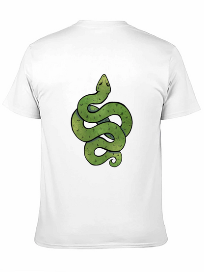 Green Snake Graphic Print Crew Neck T-Shirt