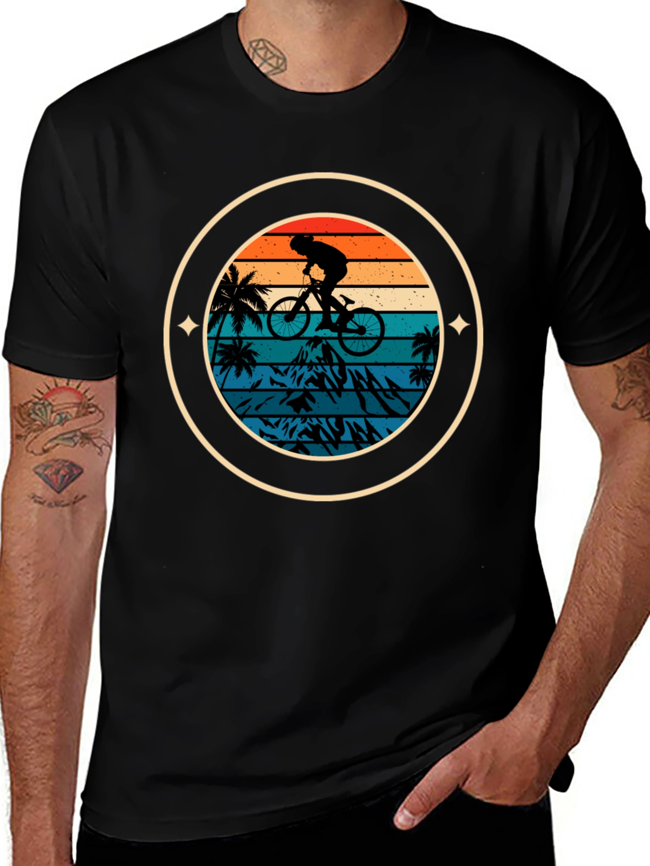 Mountain Biker Sunset Graphic Tee