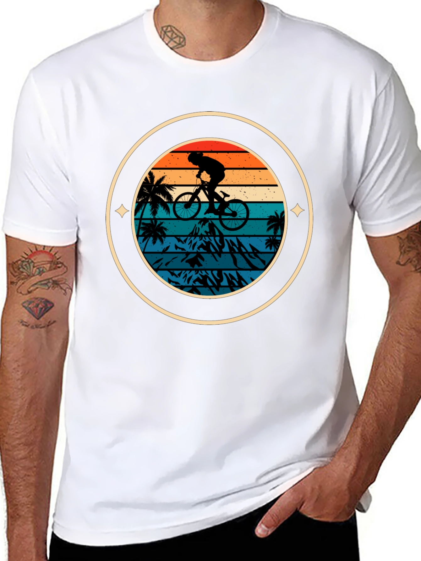 Mountain Biker Sunset Graphic Tee