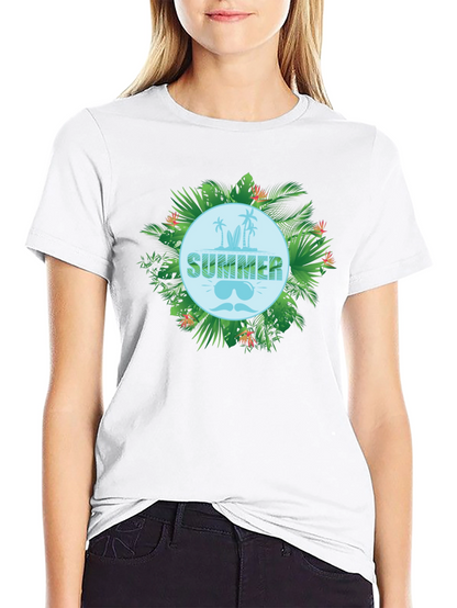 Tropical Summer Graphic Tee - Black
