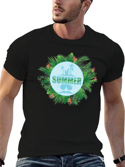 Tropical Summer Graphic Tee - Black